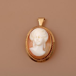 HÄNGE / BROSCH CAMÉ, 30x18MM / 18K, TOT. 4,3G