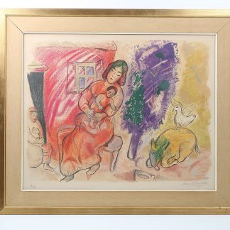 FÄRGLITOGRAFI SIGN MARC CHAGALL 96/300 KVINNA MED BARN OBS SKICKAS EJ