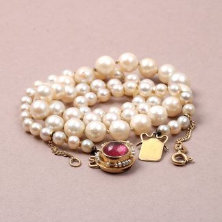 PÄRLCOLLIER LÅS 18K MED STEN OCH PÄRLOR. SVENSKA STÄMPLAR. DEFEKT LÅS