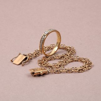 DEFEKTA SMYCKEN ARMLÄNK AV I LÄNK RING MED DIAMANTER GRAVYR I SKENAN