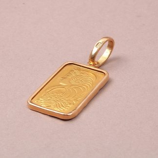 HÄNGE TACKA FINGULD 999,9 RAM I 18K. L. 3,6CM. BRUKSSLITAGE TOTALVIKT