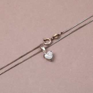 HALSKEDJA 40CM TILLV. GULDFYND HÄNGE HJÄRTA MED SYNTETISK STEN