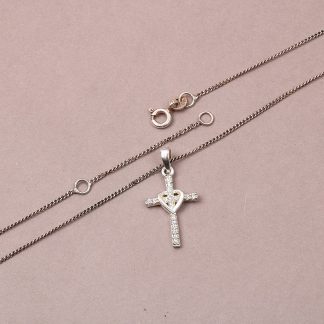 HÄNGE KORS MED SYNTETISKA STENAR HALSKEDJA GÅR ATT STÄNGA VID 38CM OCH 42CM