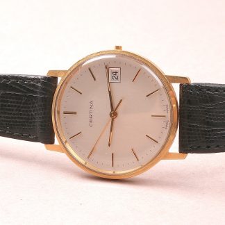 HERRUR CERTINA, 14K I BOETT, 33MM GRAVYR DEFEKT URVERK KRONA SAKNAS.