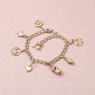 ARMLÄNK BISMARCK MED BERLOCKER. 18,5CM B.5MM. SVENSKTILLVERKAD. FÄSTPUNKT FÖR BERLOCK FINNS.