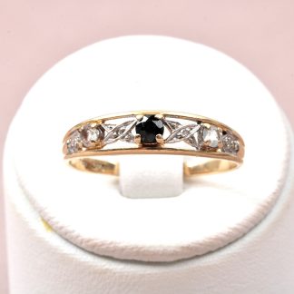 RING MED SAFIR, DIA OCH AKVAMARIN, GULDFYND, 17,75 MM