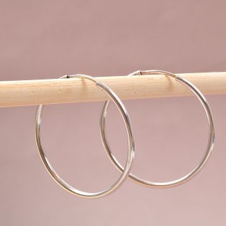 PAR ÖRHÄNGEN HOOPS VITGULD,ø 3,1 CM