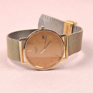 HERRUR TISSOT Q, 34 MM , 18K I BOETTEN, MED GRAVYR