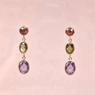 PAR ÖRHÄNGEN MED KUBISK ZIRKONIA TILLV. GULDFYND REK.NÝPRIS 3498KR L 2,8 CM. TOTALVIKT