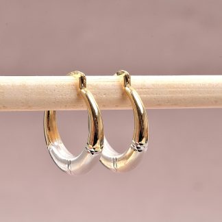PAR ÖRHÄNGEN HOOPS MED 2 FÄRGAT GULD, ø2 CM. TILLV. GULDFYND