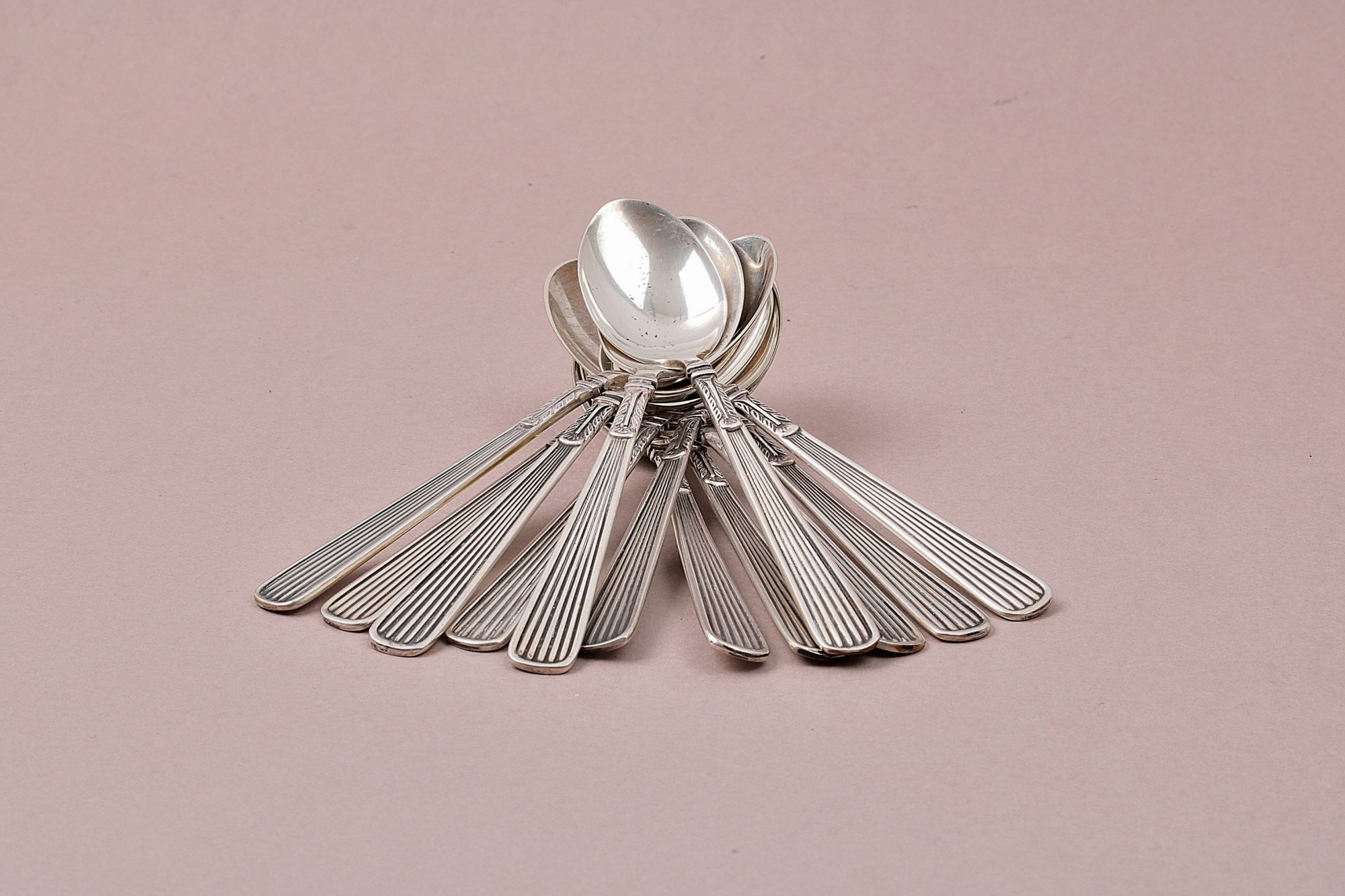 12 KAFFESKEDAR I SILVER , L 10 CM
