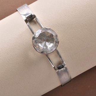 ARMRING MED BERGKRISTALL I SILVER, ÖPPNINGSBAR, 6 CM