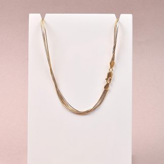 HALSSMYCKE 3 FÄRGAT GULD, L 42 CM. LITE OJÄMN I LÄNKAR