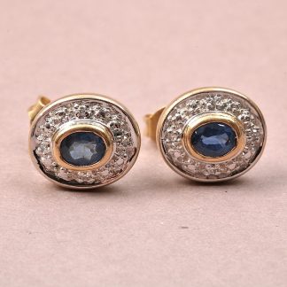 PAR ÖRHÄNGEN MED DIAMANTER OCH SAFIRER. ø0,8CM