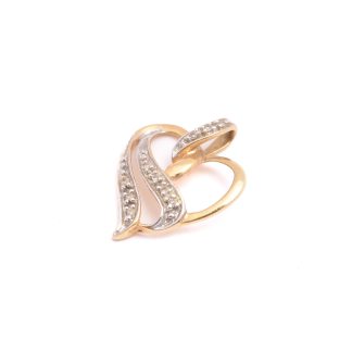 HÄNGE HJÄRTA M 10 DIAMANTER, 1,8CM INKL ÖGLAN, TILLV. GULDFYND