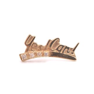 PIN "YES I CAN" M 4 ÅTTKANT-SLIPADE DIAMANTER TOT. CA 0,05CT, 2,1CM