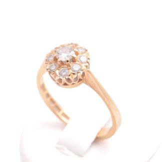 RING M 9 BRILJANT-SLIPADE DIAMANTER TOT. 0,44CT (MITTSTEN CA 0,23CT) 18,25MM, TILLV. ÄLVÄNGENS GULD 1994