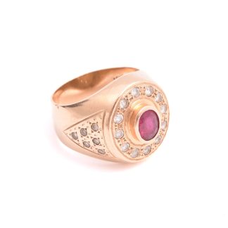 RING M VITA SYNTETISKA STENAR & RÖD STEN, 20,25MM