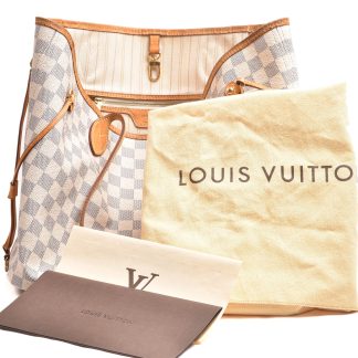 VÄSKA LOUIS VUITTON NEVERFULL NM MM D.AZUR (NGT SLITAGE, FLÄCKAR, NGT SMUTSIG INSIDA) M DUSTBAG & KVITTO 7550:- (2014)