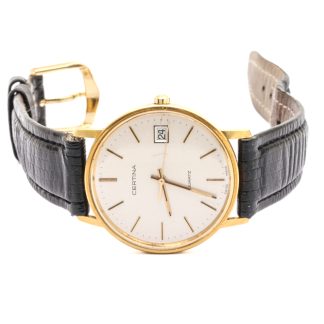 DEFEKT HERRUR CERTINA QUARTZ ø 33,5MM - 18K GULD I BOETTEN - TOTALVIKT: 28,6G