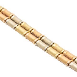 DEFEKT ARMBAND I TRE-FÄRGAT GULD, BUCKLOR, REPOR, LÅS SOM EJ GÅR ATT STÄNGA OCH NAGG