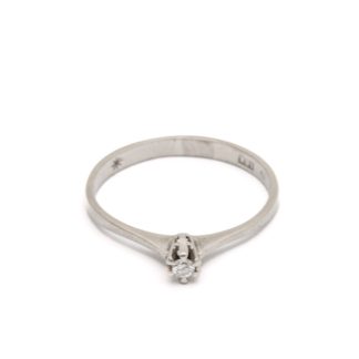 VITGULDRING MED DIAMANT ø 0,04CT ENLIGT INSKRIPTION, ø 18MM - TILLV. SVERIGE, OBS! I BEHOV AV RODIERING