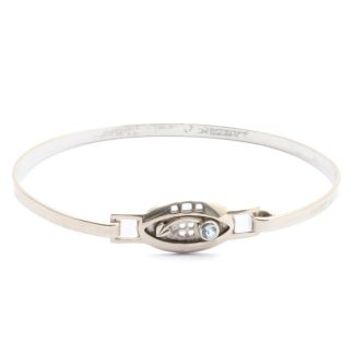ARMRING / BANGLE MED LJUSBLÅ PRYDNADSSTEN ø 6,2CM ÖPPNINGSBAR - VIKT INKL STEN:
