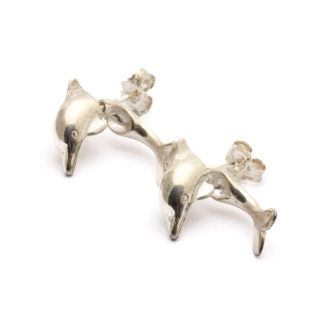 PAR ÖRHÄNGEN TVÅ-DELADE DELFINER CA: 24x8MM - TILLV. ITALIEN