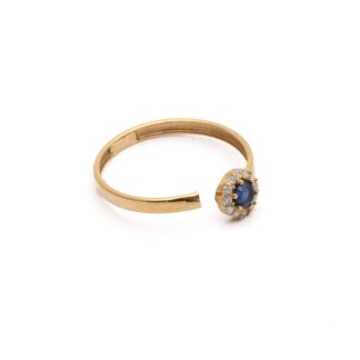 DEFEKT SMYCKE RING MED DIAMANTER OCH SAFIR, AV I SKENAN