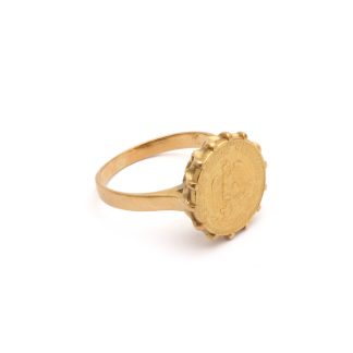 RING MED MEXIKANSKT GULDMYNT ø 17,25MM - 18K I SKENAN 21K I MYNTET - TOTALVIKT: