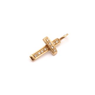 HÄNGE KORS MED DIAMANTER TOT. CA: 0,10CT 19x8MM - SVENSK KONTROLLSTÄMPEL