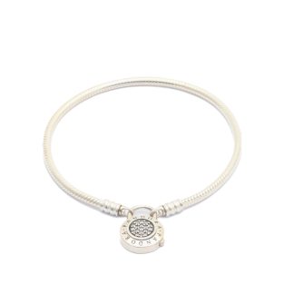ARMBAND ORMLÄNK MED HÄNGLÅS OCH PRYDNADSSTENAR 19,5CM, BREDD: 3MM - TILLV. PANDORA - VIKT INKL STENAR: