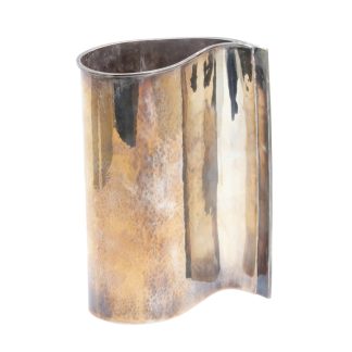 SILVERBEHÅLLARE / VAS MED HAMRAT MÖNSTER 20x15x7CM - TILLV. GÖTEBORG 1998