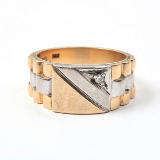 RING RÖTT&VITT GULD MED DIAMANT. TILLV 18MM. TILLV GÖTEBORG 1992.