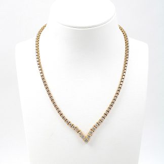 HALSSMYCKE DOSERAT MED DIAMANTER FRÅN 0,05CT TILL 0,25CT,SNITT SI, BLANDAD FÄRGKVALITET. L 42 CM