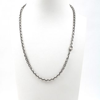 HALSKEDJA ANKAR I OXIDERAT SILVER, L 50 CM B 4 MM