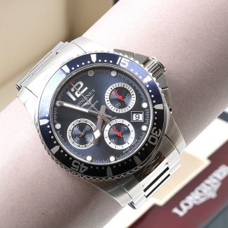 HERRUR LONGINES HYDROCONQUEST AUTOMATIC. 41MM. REF.NR. L37444966 INNER OCH YTTERLÅDA. CERT MAGNUSSONS UR 2018. LÄNKBITAR MEDFÖLJER