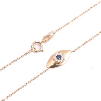 HALSSMYCKE M 10 BRILJANT-SLIPADE DIAMANTER & BLÅ SAFIR, 48CM (KAN ÄVEN LÅSAS VID 43CM)