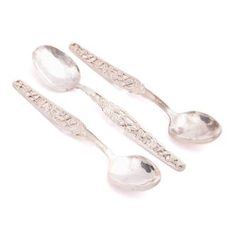 3 KAFFESKEDAR SILVER 115MM, MODELL: ROSENRANKA, TILLV. GAB 1969-71