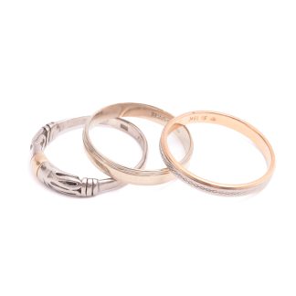 3 RINGAR (SLITAGE & GRAVYR) RÖTT & VITT GULD