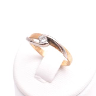 RING M BRILJANT-SLIPAD DIAMANT 0,10CT WESSELTON VS, 16,25MM, RÖTT & VITT GULD, TILLV. ENGELBERT, STOCKHOLM 1994