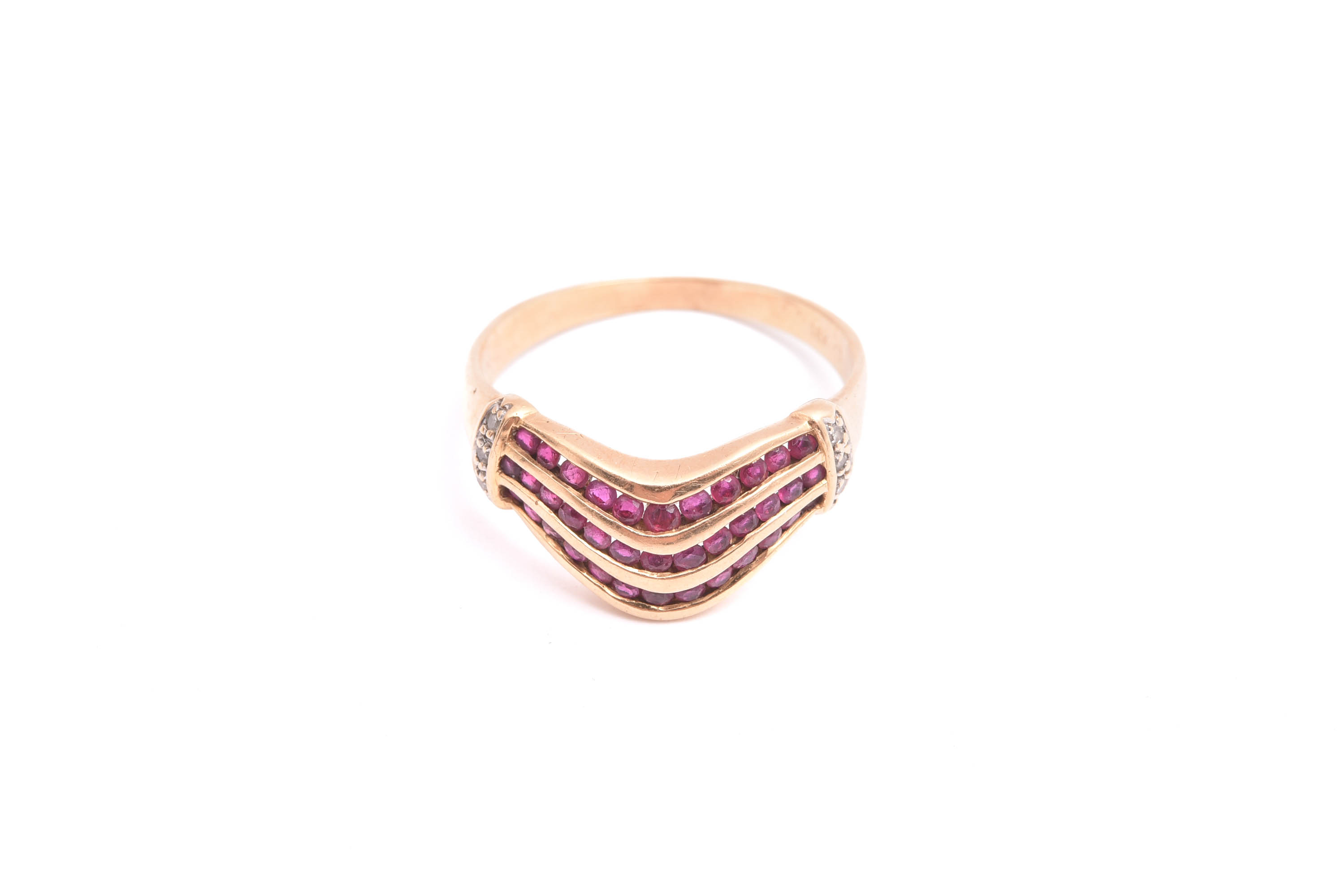 RING M 6 ÅTTKANT-SLIPADE DIAMANTER & 37 RUBINER, 18,5MM, SVENSK "KATTFOT"-STÄMPEL - Bild 2