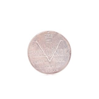MINNESMYNT SILVER 25:- NORGE 1970 "FRIGJÖRINGEN 8 MAJ 1945", SILVERHALT: 87,5%