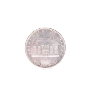 MINNESMYNT SILVER 10:- NORGE 1964 "EIDSVOLL 1814-1964", SILVERHALT: 90%