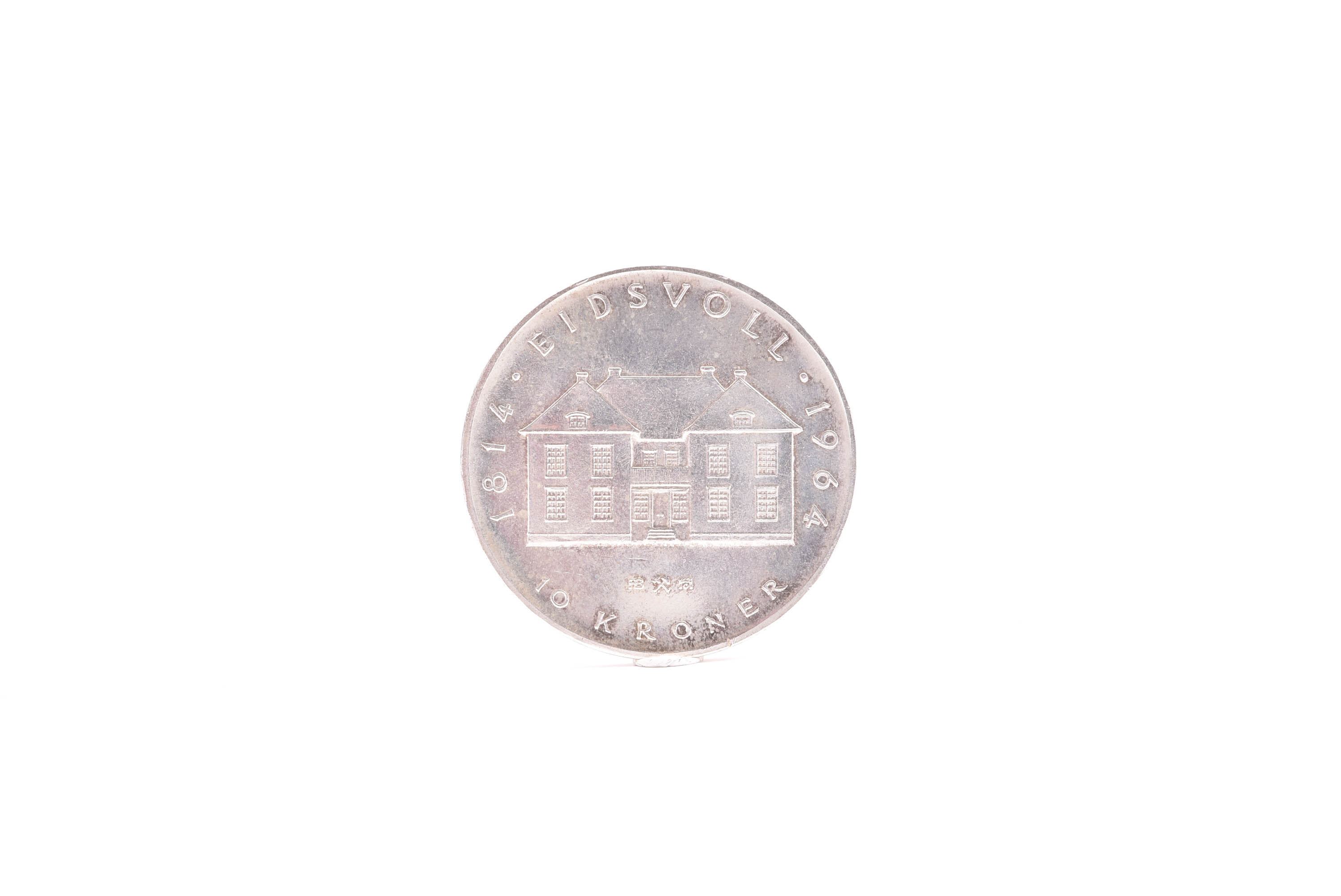 MINNESMYNT SILVER 10:- NORGE 1964 ”EIDSVOLL 1814-1964”, SILVERHALT: 90%