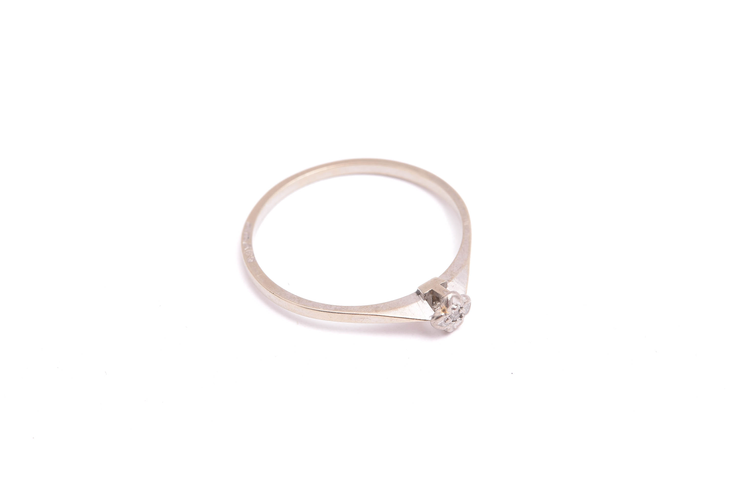 RING VITGULD M ÅTTKANT-SLIPAD DIAMANT, 17MM, FINSKA STÄMPLAR