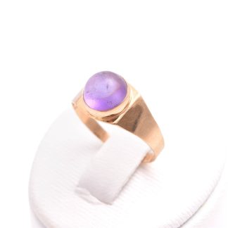 RING M CABOCHON-SLIPAD AMETIST, 16,25MM, TILLV. BENGT HALLBERG, KÖPING 1969