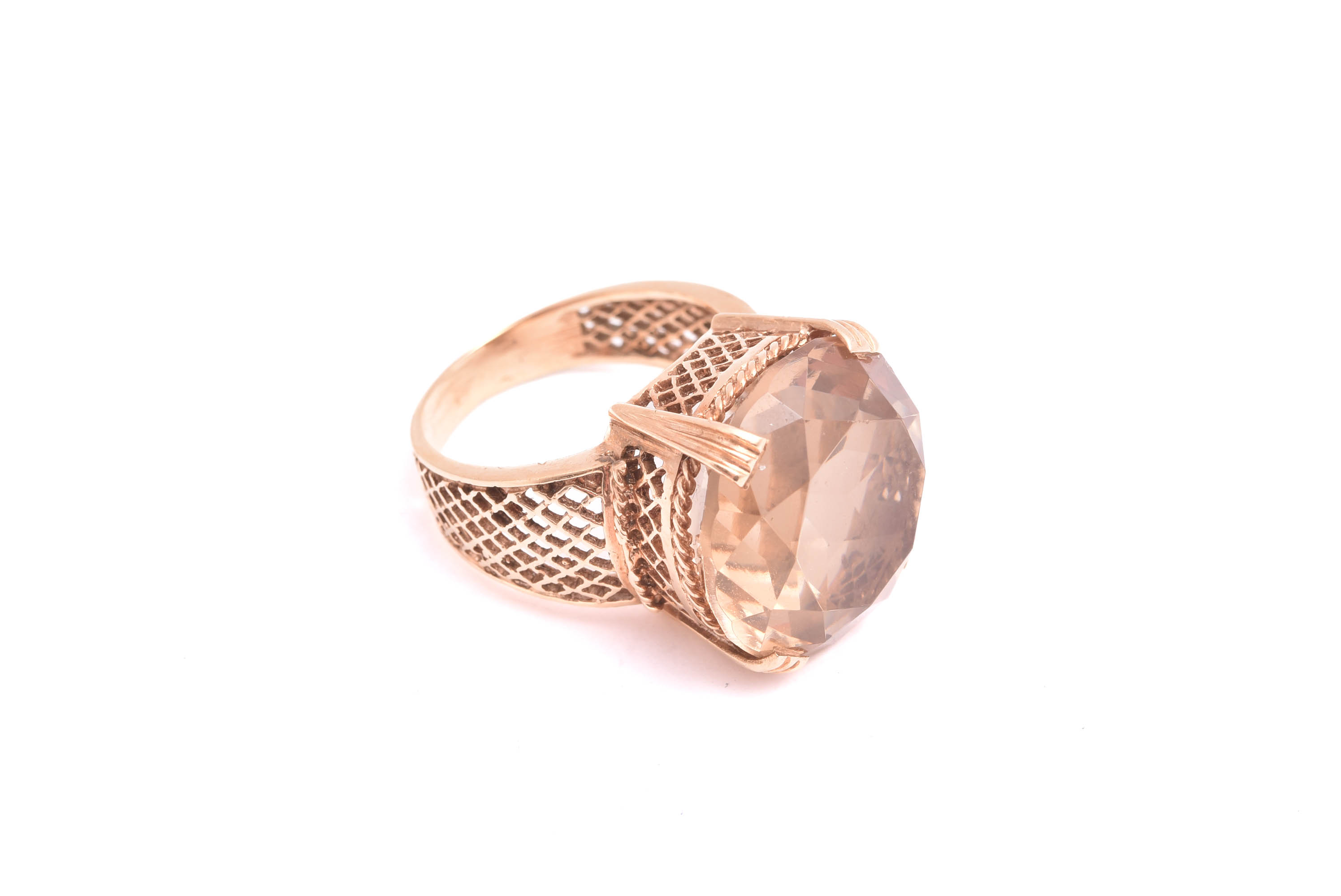 RING M BRUN SYNTETISK STEN, 17,75MM