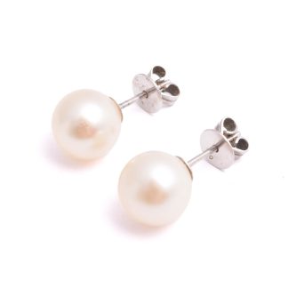 PAR ÖRHÄNGEN VITGULD M PÄRLOR (9,7MM) REPOR & SLITAGE, TOTAL VIKT: 3,6G