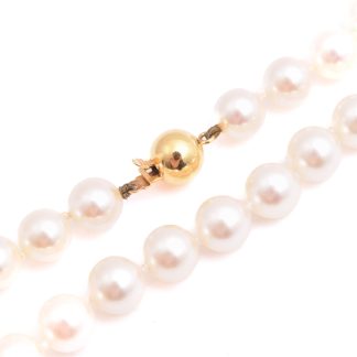 COLLIER SÖTVATTEN-PÄRLOR (7,8MM) 45,5CM, LÅS 18K GULD, TILLV. GULDFYND